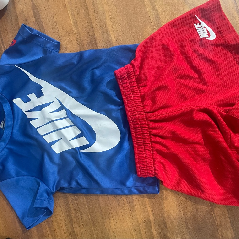 Nike Kids Blue Tee with Red Shorts